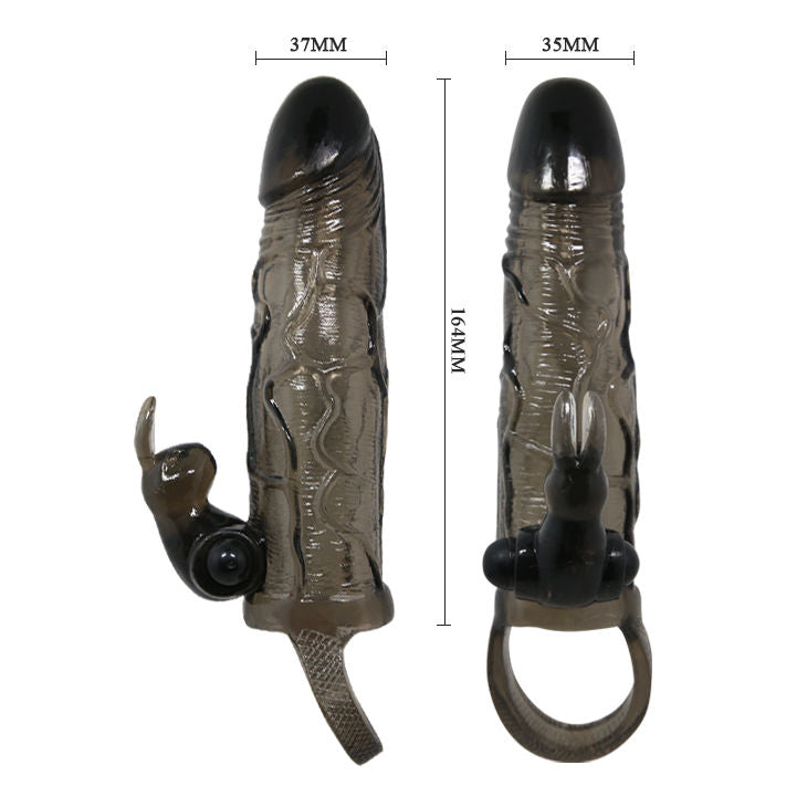 Baile - Gaine à Pénis Vibrant avec Lapin Noir - 16,5 cm