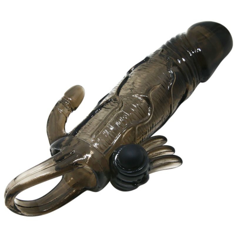 Baile - Gaine à Pénis Vibrant avec stimulation Clitoris Noir - 16,5 cm