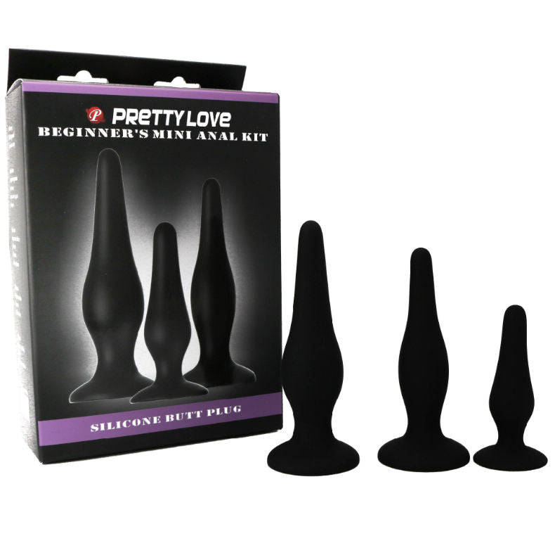 Kit Plugs Anaux Pretty Love Lot 3 Tailles Noir - Pretty Love