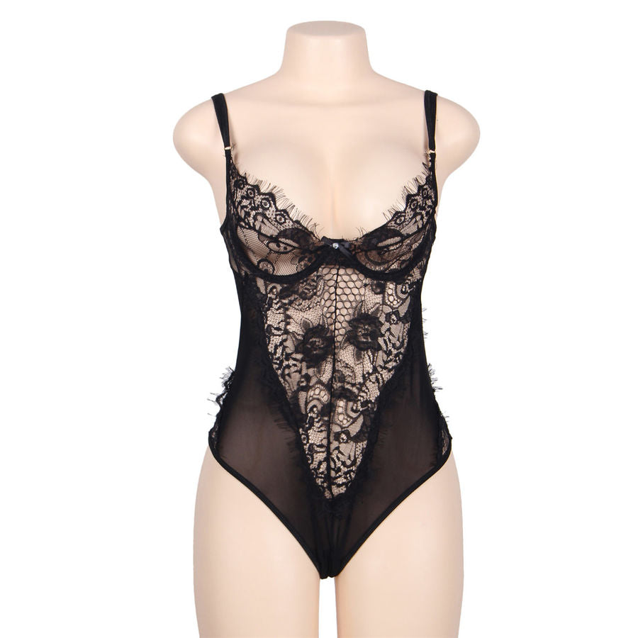 Body Teddy Queen Plus Dentelle Florale Noir - Subblime - SUBBLIME QUEEN PLUS SIZE