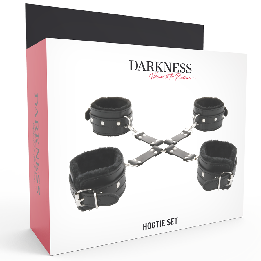 Dakness – Kit Hogtie en X en Cuir - Noir