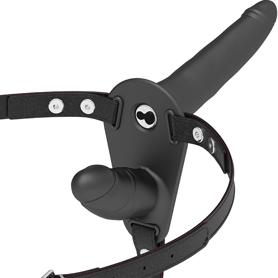 Fetish Submissive - Gode Ceinture Double Pénétration Noir / 15 cm