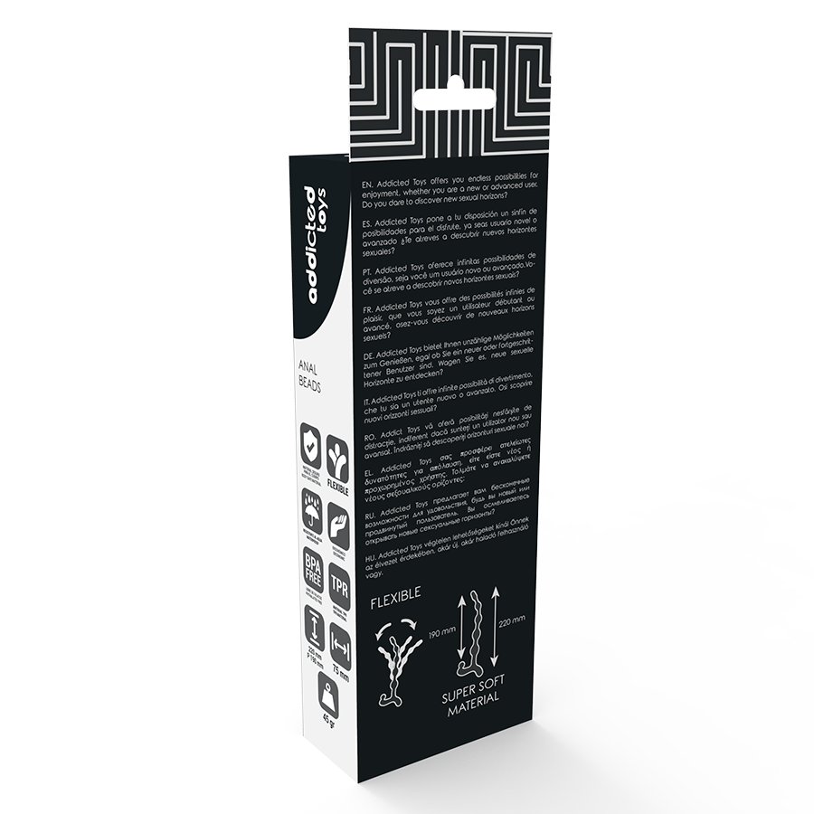 Chapelet Anal Perles Anales 22cm Noir - Addicted Toys