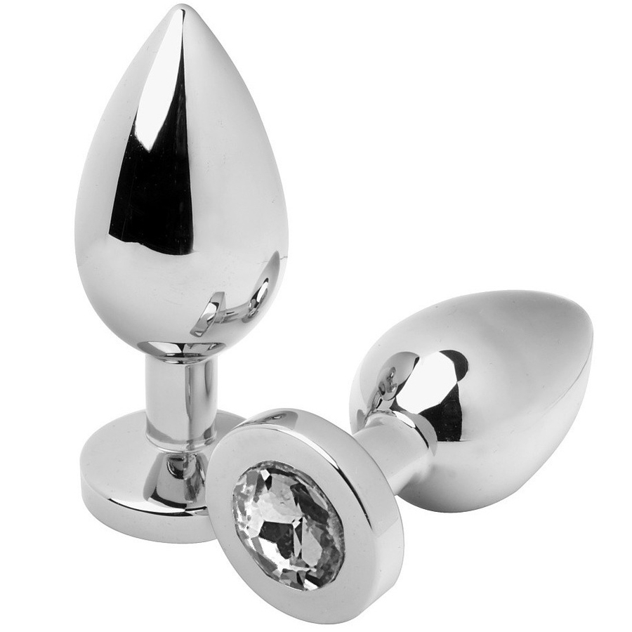 Plug Anal Diamant Transparent Moyen 7,62cm - Metal Hard