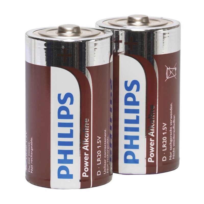 Piles Alcalines D LR20 Power Alkaline Lot de 2 - Philips - PHILLIPS