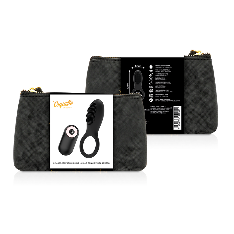 Cockring Vibrant Chic Desire Télécommandé Noir/Or - Coquette