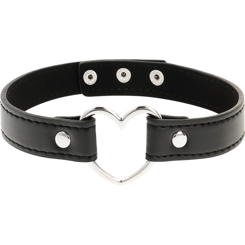 Collier Fétiche Cuir Vegan Cœur Réglable - Coquette Chic Desire