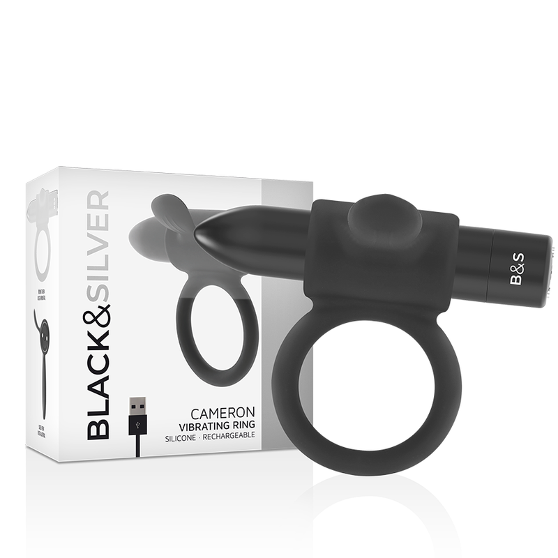 Anneau Vibrant Rechargeable Cameron Noir - Black&Silver