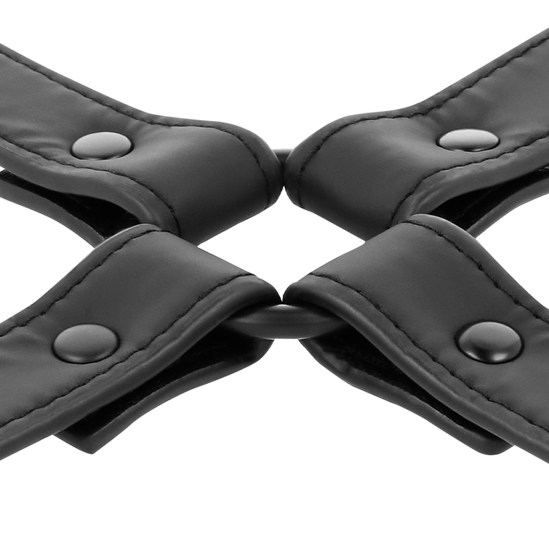 Fetish Submissive – Attache Hogtie en X cuir - Noir