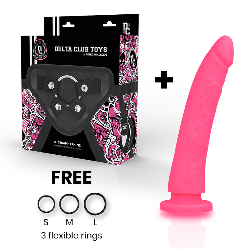 Gode Ceinture avec Harnais Rose 17cm - Deltaclub