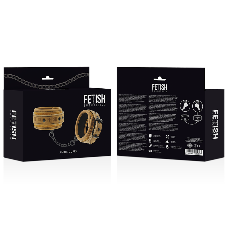 Fetish Submissive – Menottes de cheville BDSM en cuir synthétique Beige