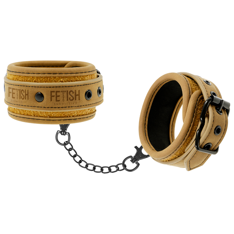 Fetish Submissive – Menottes de cheville BDSM en cuir synthétique Beige