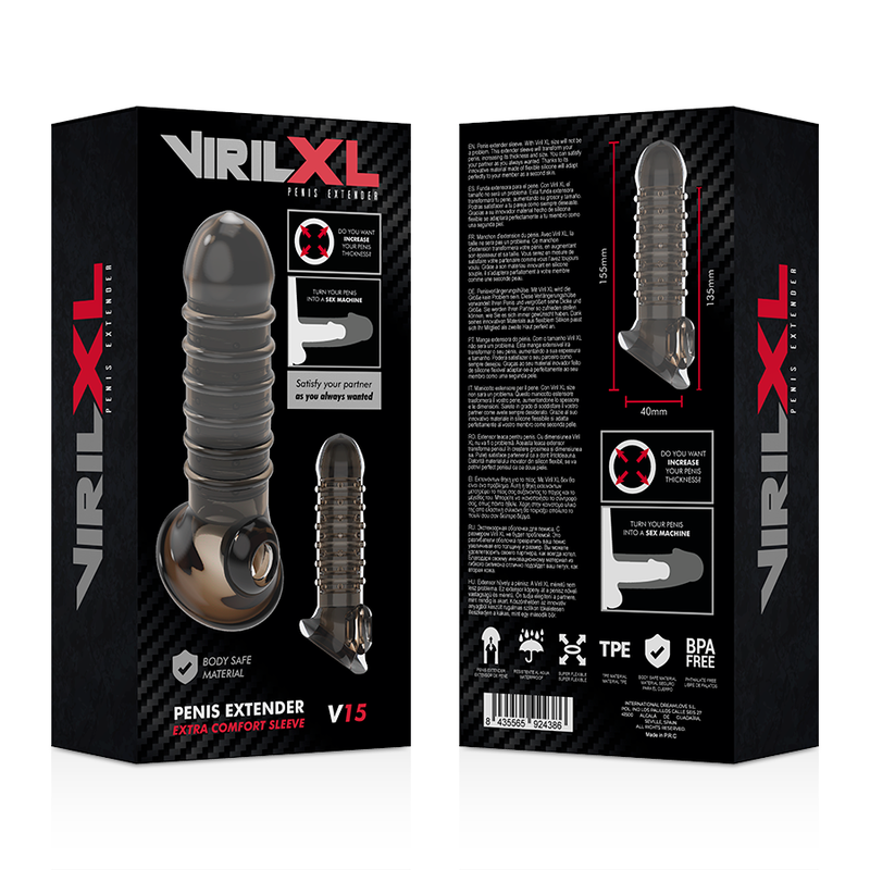 VirilXL - Gaine de Pénis V15 (+2cm) - Noir
