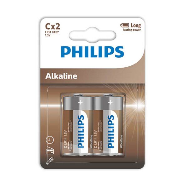 Piles Alcalines C LR14 Longue Durée Lot de 2 - Philips - PHILLIPS