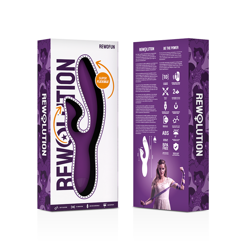 Vibromasseur flexible avec stimulateur clitoridien Rewofun - Rewolution - REWOLUTION