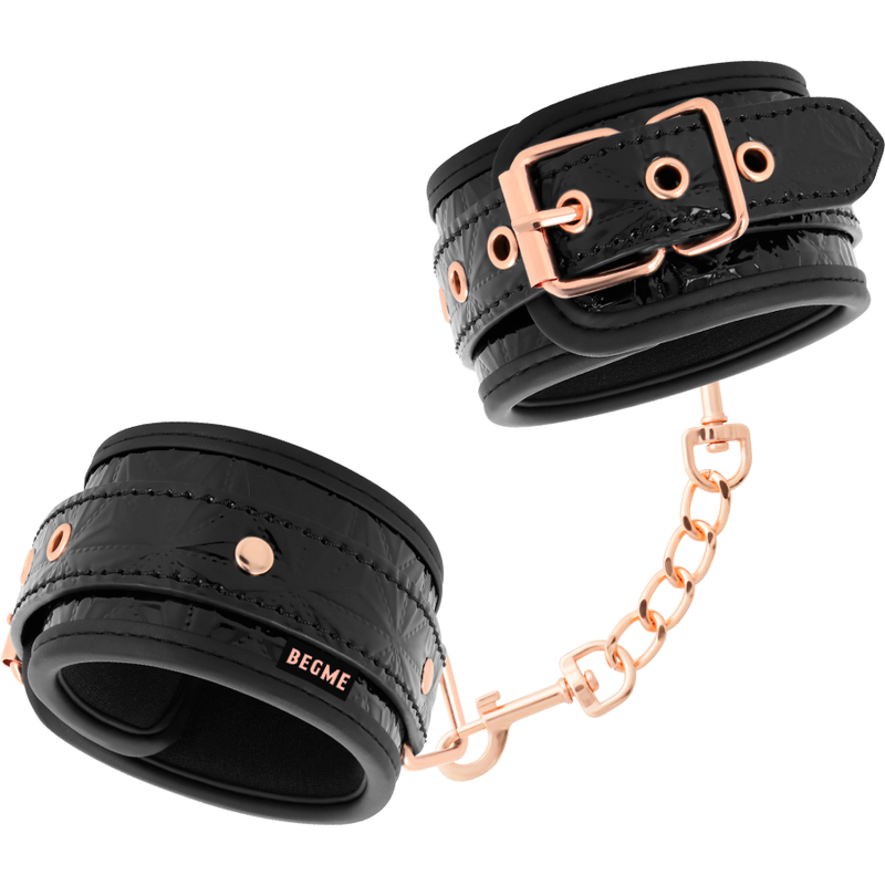 Menottes Chevilles Black Edition Premium Cuir Vegan - BEGME - Begme Fetish Games