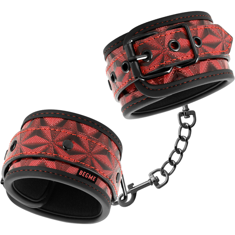 Menottes BDSM Premium Édition Rouge Néoprène - Begme - Begme Fetish Games