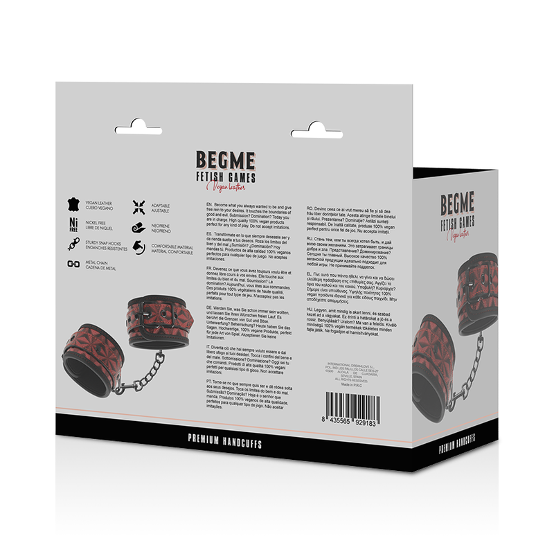 Menottes BDSM Premium Édition Rouge Néoprène - Begme - Begme Fetish Games