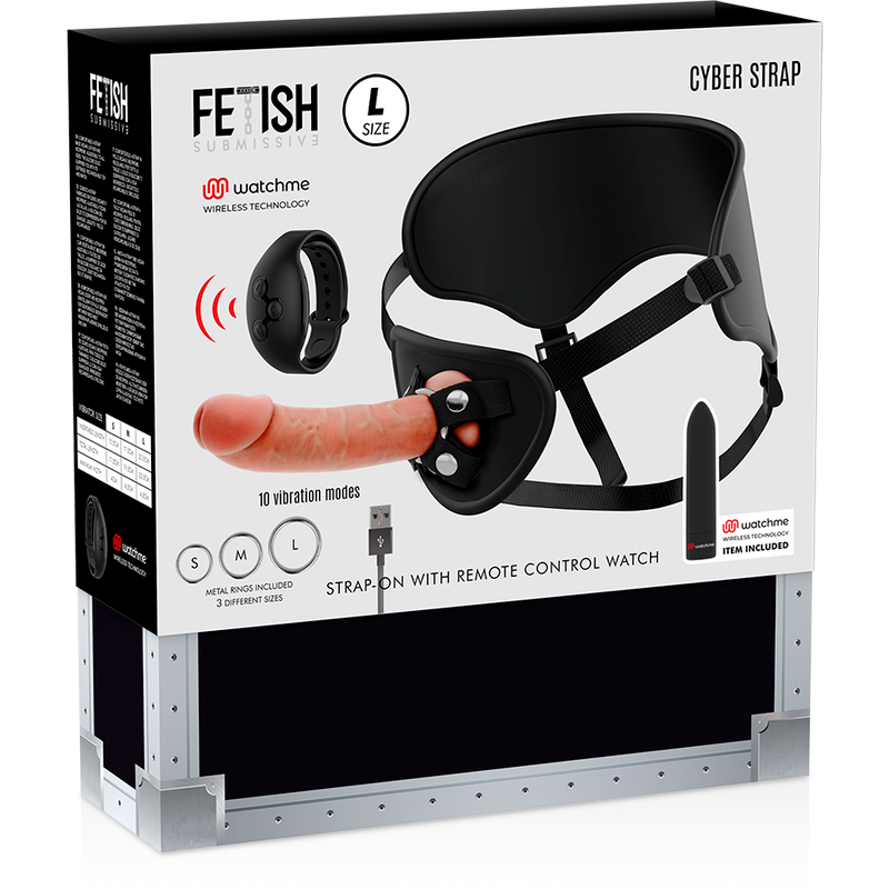 Vibrierende Fetish Submissive Cyberstrap Harness Fernbedienung Größe L