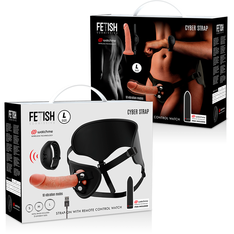 Vibrierende Fetish Submissive Cyberstrap Harness Fernbedienung Größe L