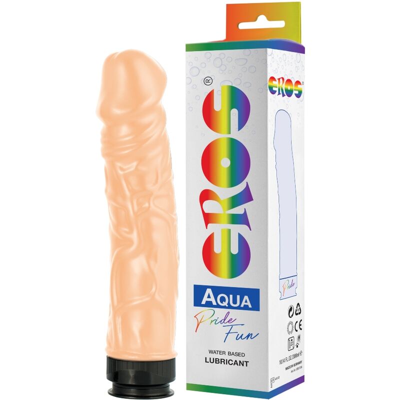 Gode réaliste LGBT Pride avec lubrifiant intégré 23,5 cm - Eros - PRIDE