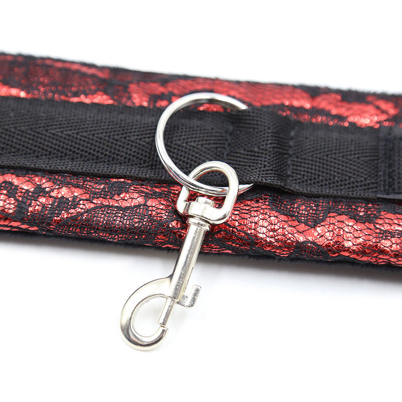 Menottes en velours avec ruban nylon rouge et noir - Ohmama - OHMAMA FETISH