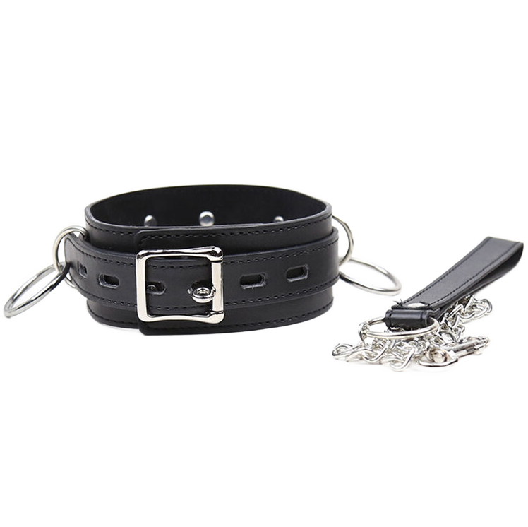 Ohmama fetish - collier de soumission avec 3 anneaux
