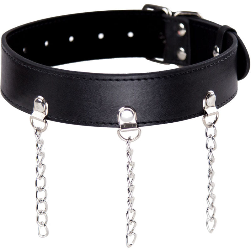 Collier fétiche avec anneaux en simili cuir - Ohmama - OHMAMA FETISH