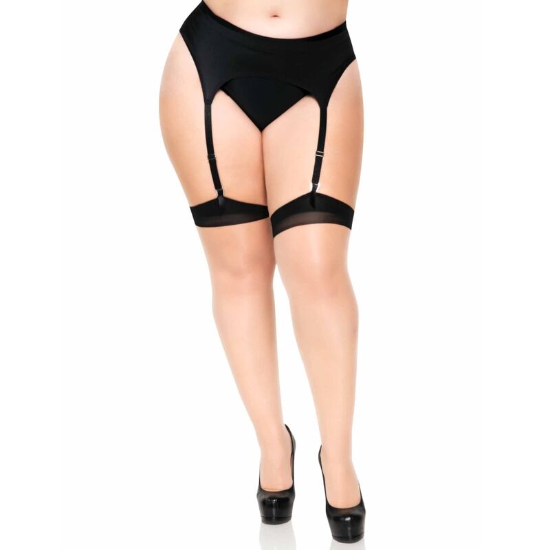 Bas Cuissardes Lycra Sheer 2 Tons Nude et Noir - Leg Avenue