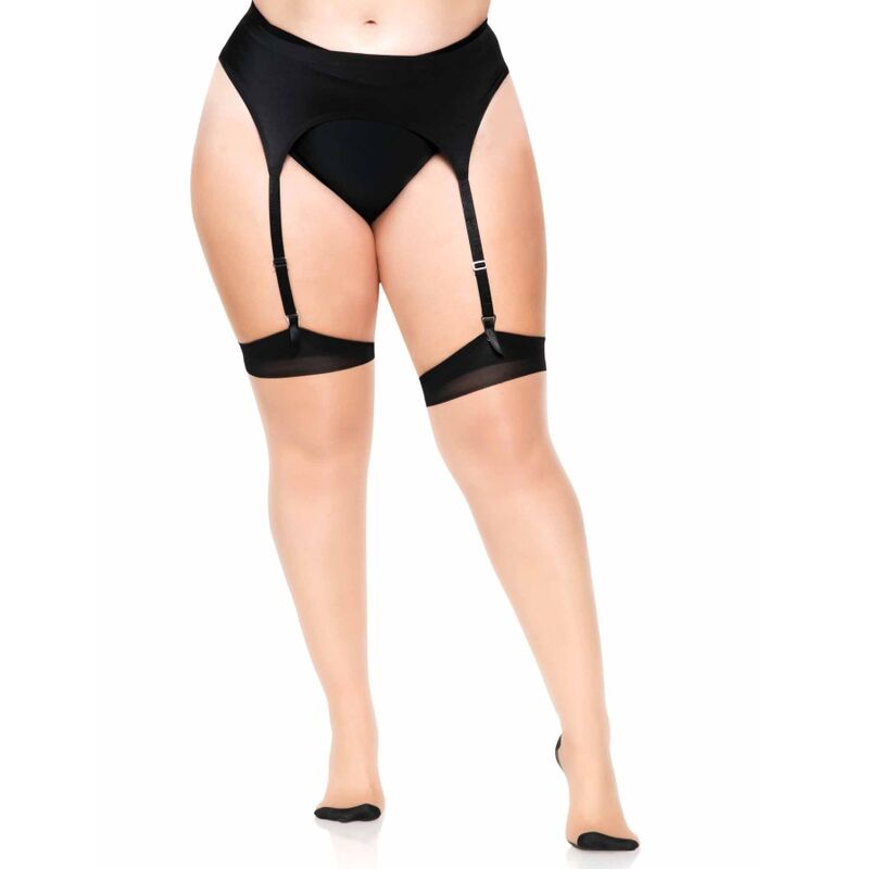 Bas Cuissardes Lycra Sheer 2 Tons Nude et Noir - Leg Avenue