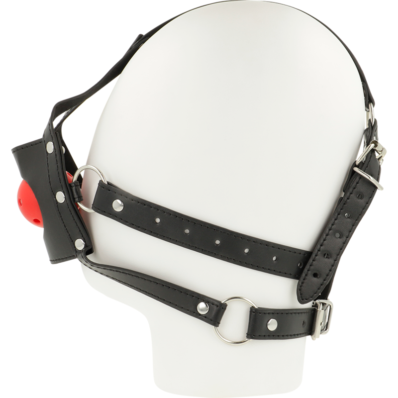 Harnais Bâillon Muselière Cuir Noir Tête Ouverte - Ohmama - OHMAMA FETISH