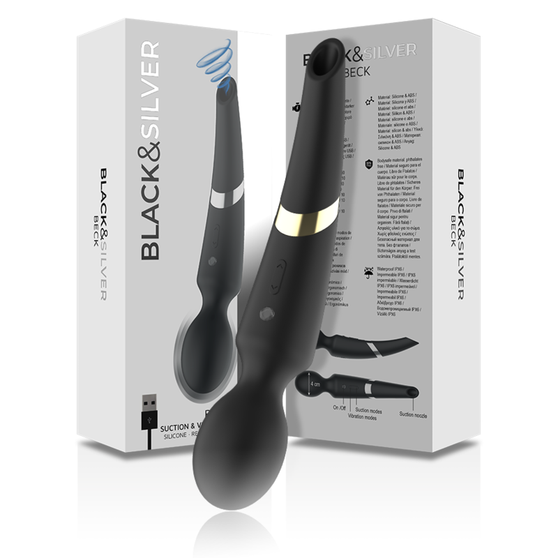 Baguette Vibrante Beck 2 en 1 Ventouse - Black&Silver