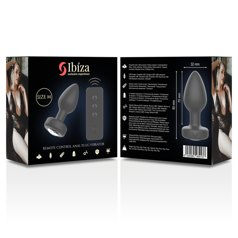Ibiza - Plug Anal Vibrant en Silicone Taille M - Noir