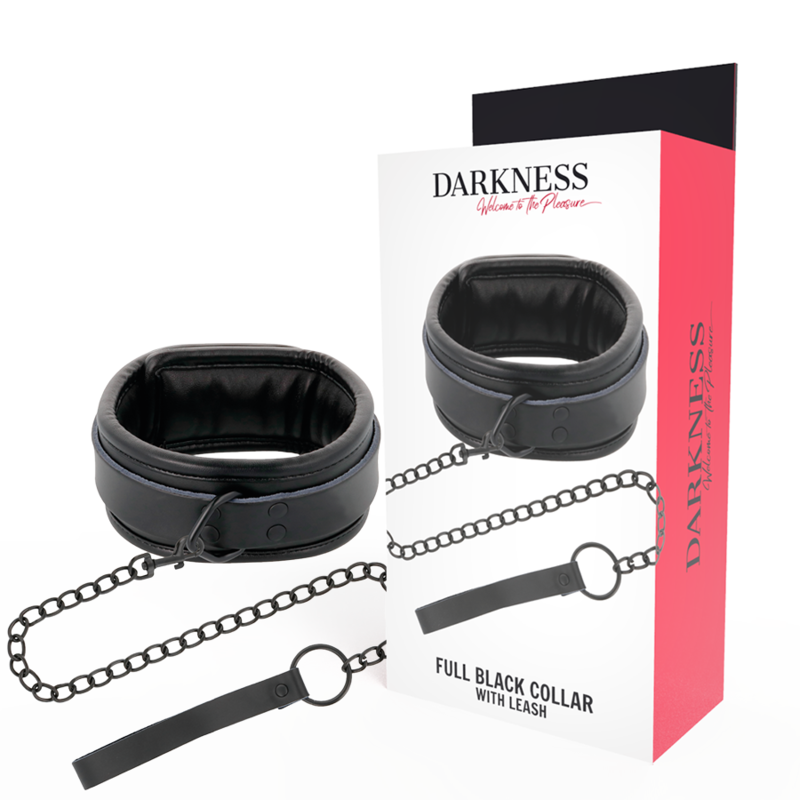 Collier BDSM de posture avec laisse chaîne noir - Darkness - Darkness