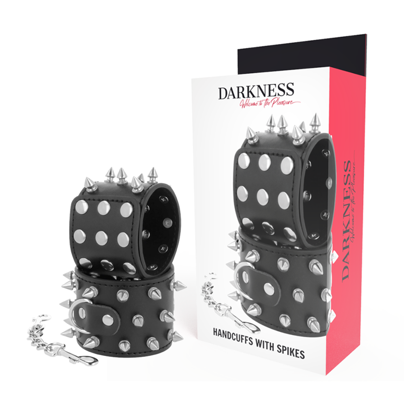 Darkness – Menottes Sexy avec Clous en Simili-Cuir Noir