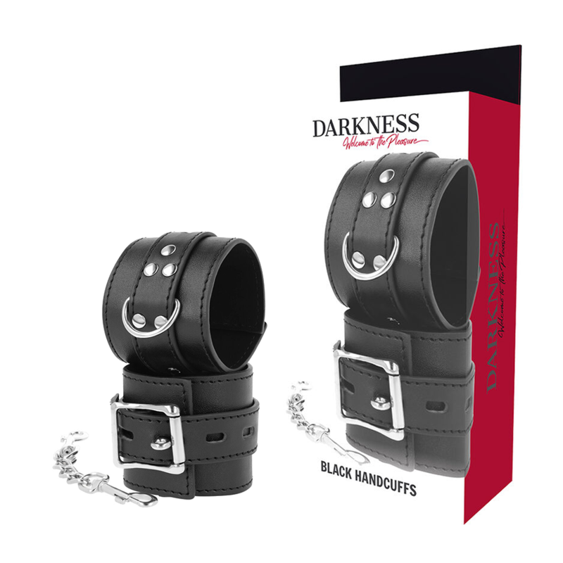 Darkness – Menottes Bondage en Cuir Noir