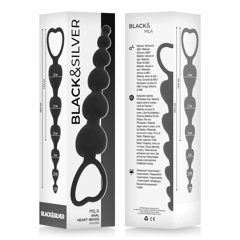 Chapelet Anal Milan Beads Mila 18 cm - Black & Silver