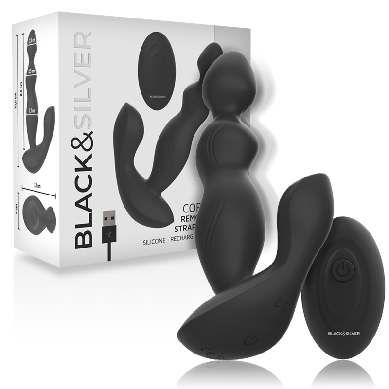 Plug Anal Vibrant Black&Silver Cora Télécommandé - Black&Silver