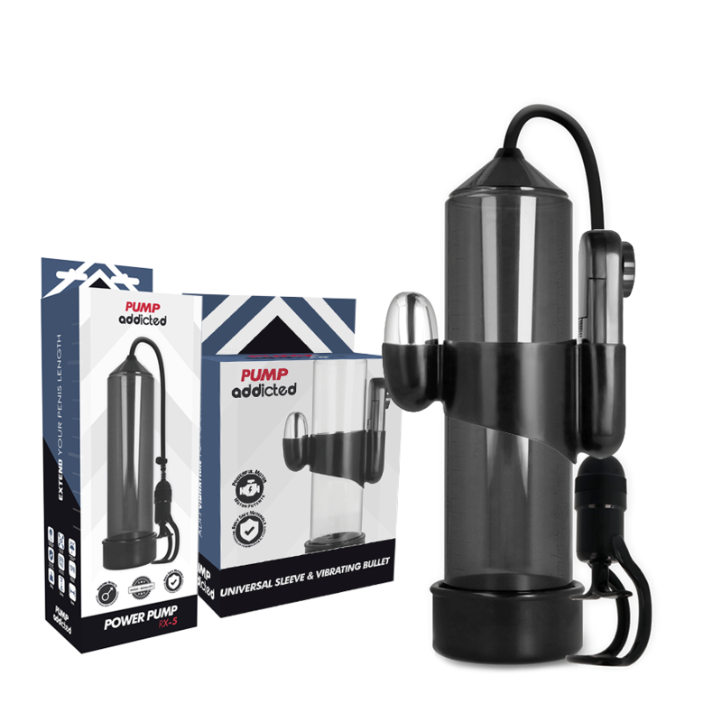 Pompe à pénis vibrante RX5 noire - Pump Addicted - PUMP ADDICTED