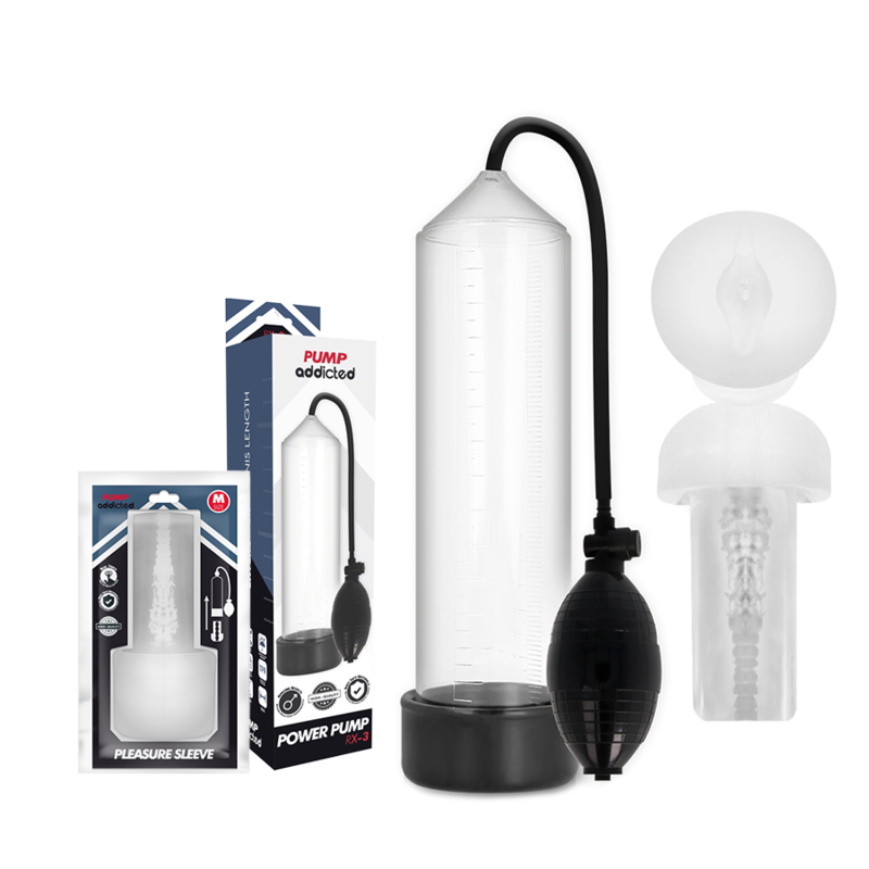 Pompe à pénis RX3 transparente avec manchon - Pump Addicted - PUMP ADDICTED