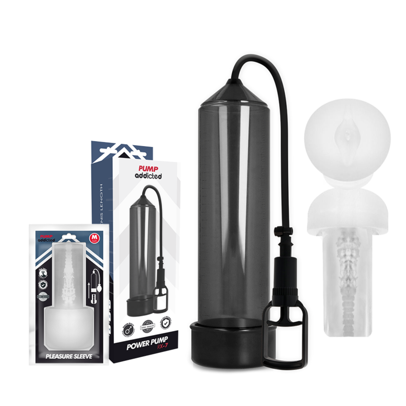Pompe à pénis RX7 avec masturbateur noir - Pump Addicted - PUMP ADDICTED