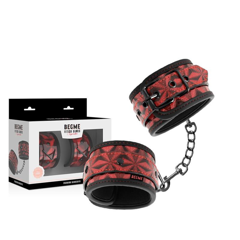 Menottes BDSM Premium Édition Rouge Néoprène - Begme - Begme Fetish Games