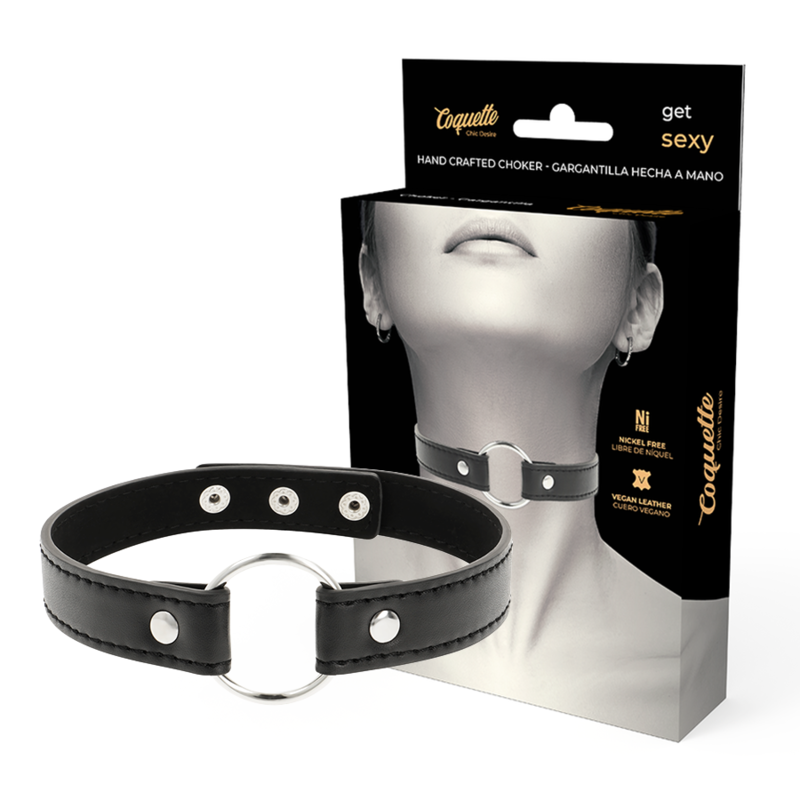 Collier Fétiche Cuir Vegan Réglable Noir - Coquette Chic Desire