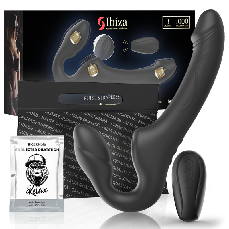 Gode Ceinture Télécommandé Ibiza Strapless Noir - Ibiza