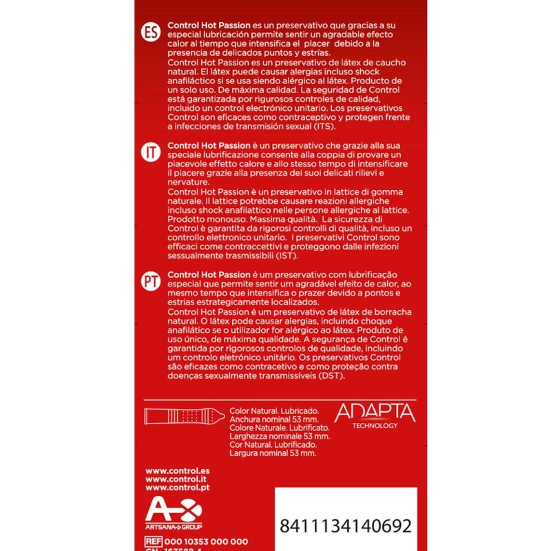 Préservatifs Control Hot Passion Réchauffant x10 - Control - CONTROL CONDOMS