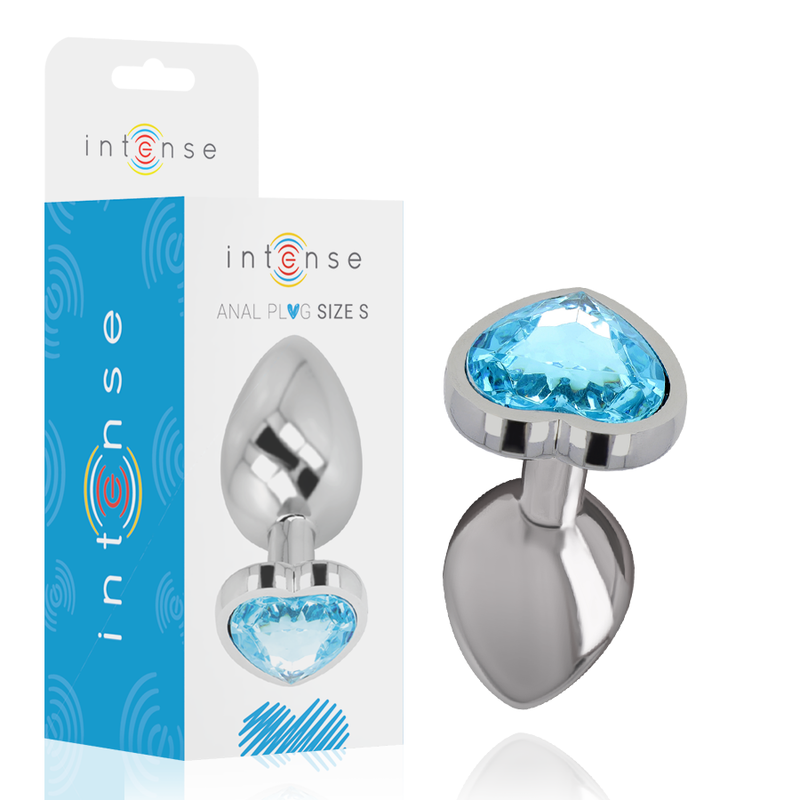 Plug Anal Métal Cœur Diamant Bleu Taille S - Intense