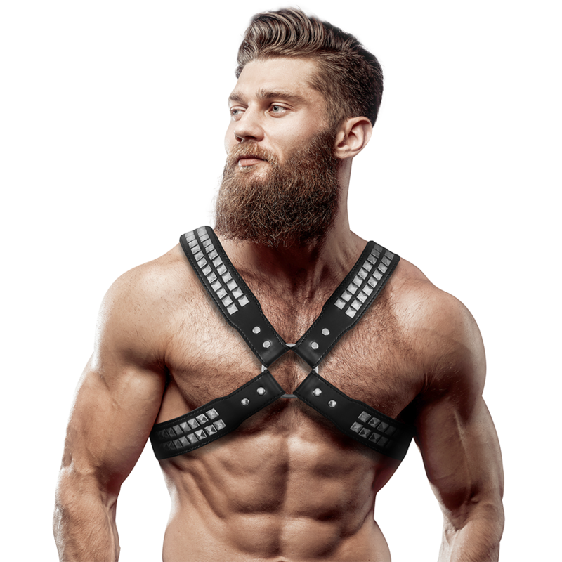 Harnais Poitrine Croisé avec Rivets Cuir Végétalien - Fetish