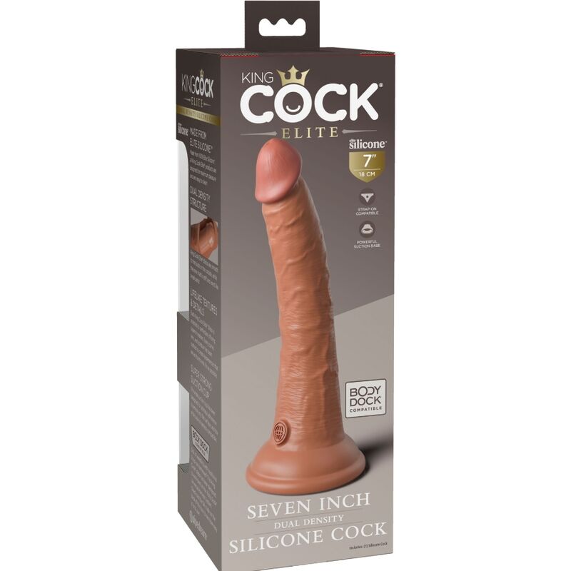 Gode Réaliste King Cock Elite Silicone 17.8cm Caramel - Pipedream
