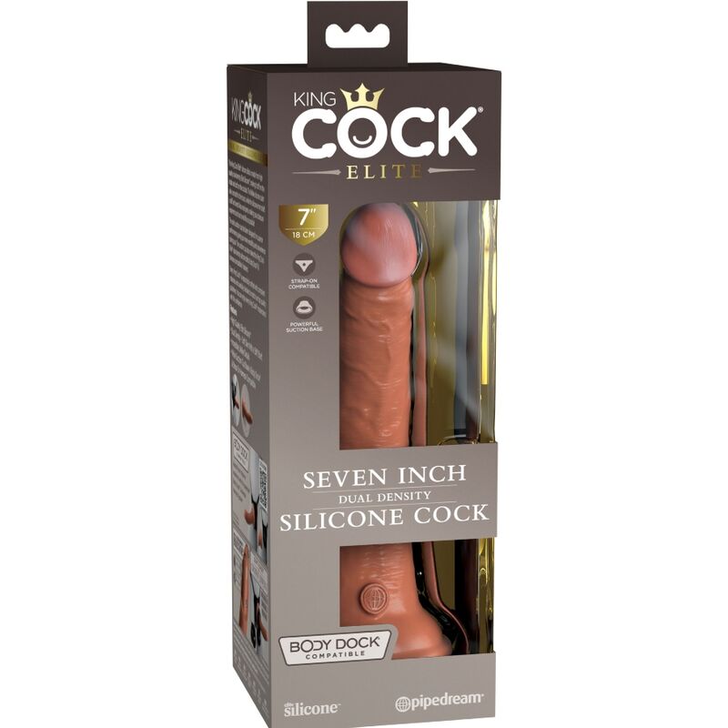 Gode Réaliste King Cock Elite Silicone 17.8cm Caramel - Pipedream