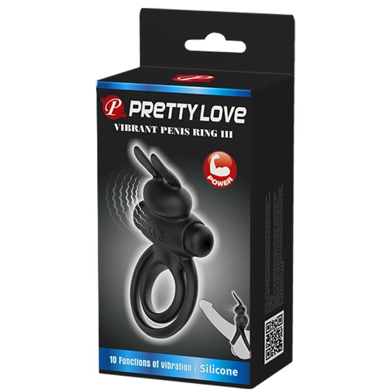 Anneau Pénien Vibrant Pretty Love Rabbit Vibrator III Noir